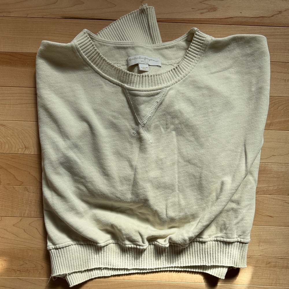 Spiritual Gangster Crop Ivory Cotton Sweatshirt EUC Small